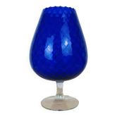 Vase Empoli italien verre bleu 33 cm