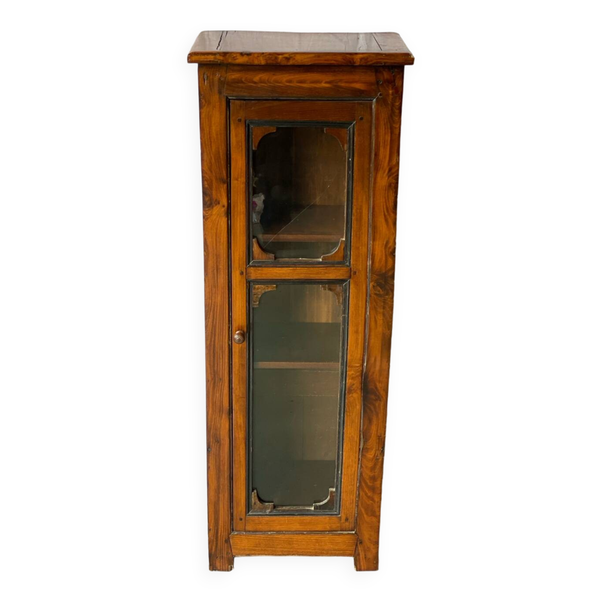 Vintage solid wood column display cabinet
