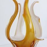 Mid-Century Modern Murano Glass Vase, Amber & Opal, Italy, 1960s