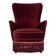 1970s, Danish armchair, cherry-red furniture velour, ash wood legs.