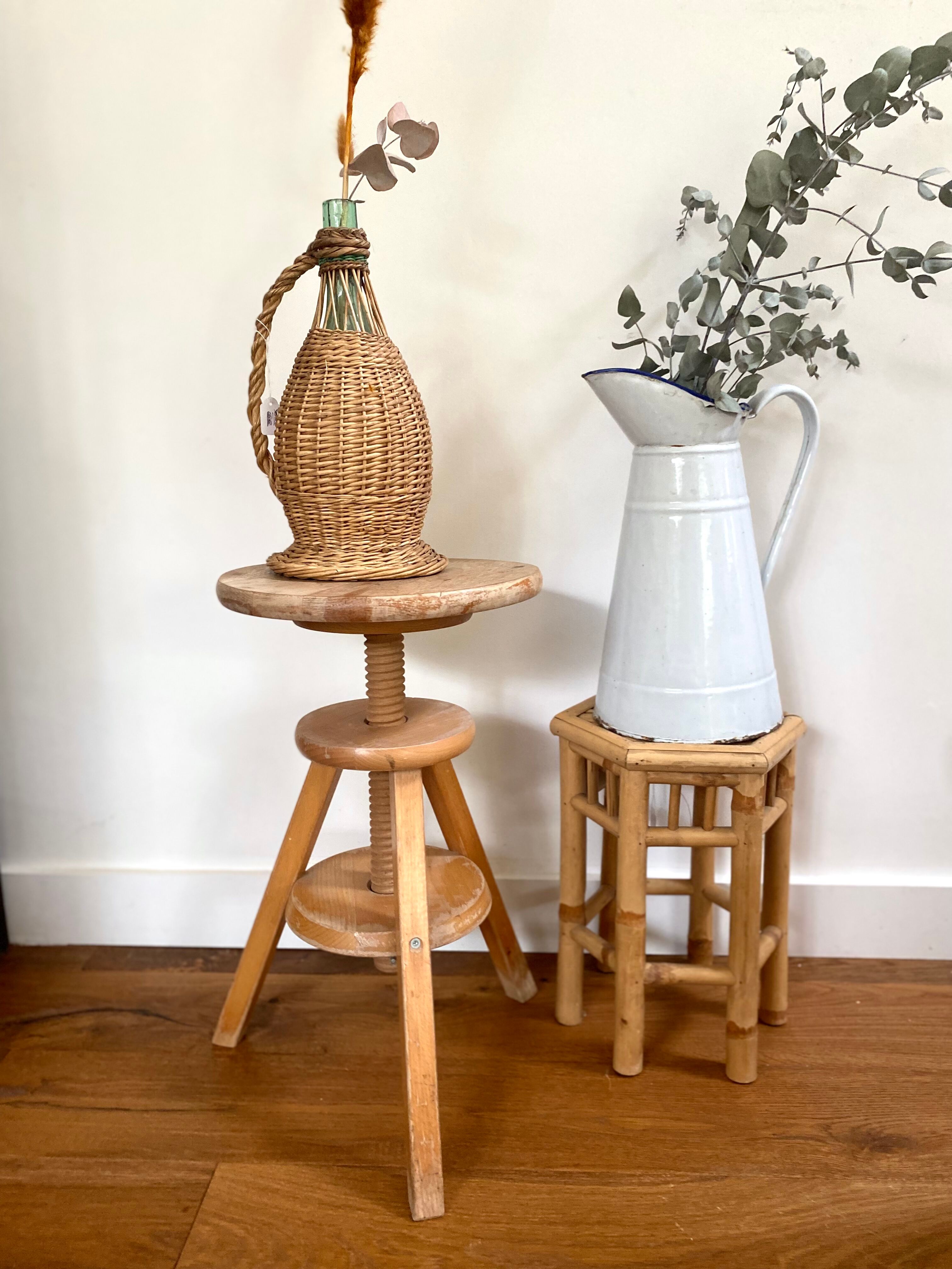 Watchmaker's stool in patinated antique wood