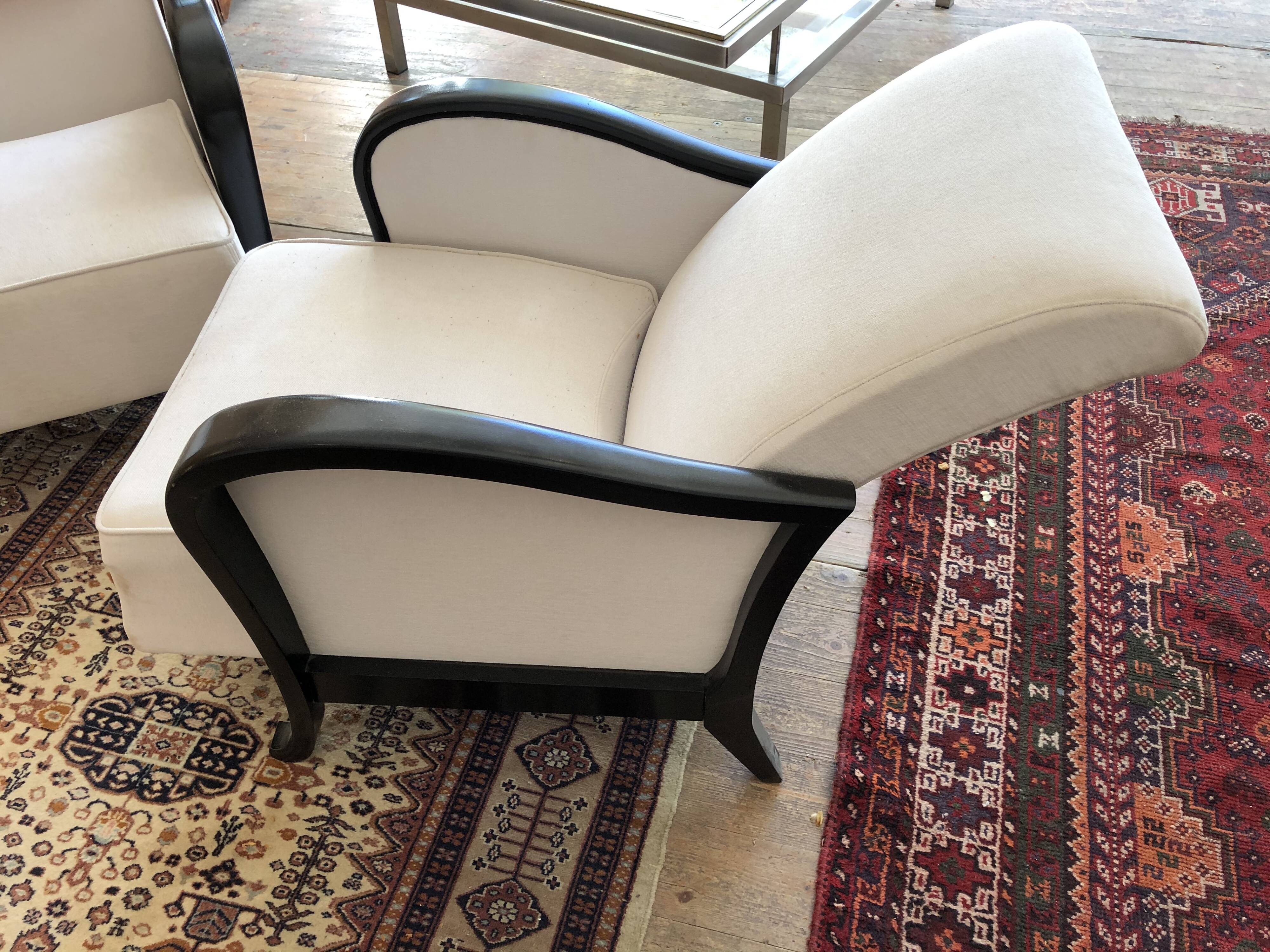 Pair of art deco armchairs with system