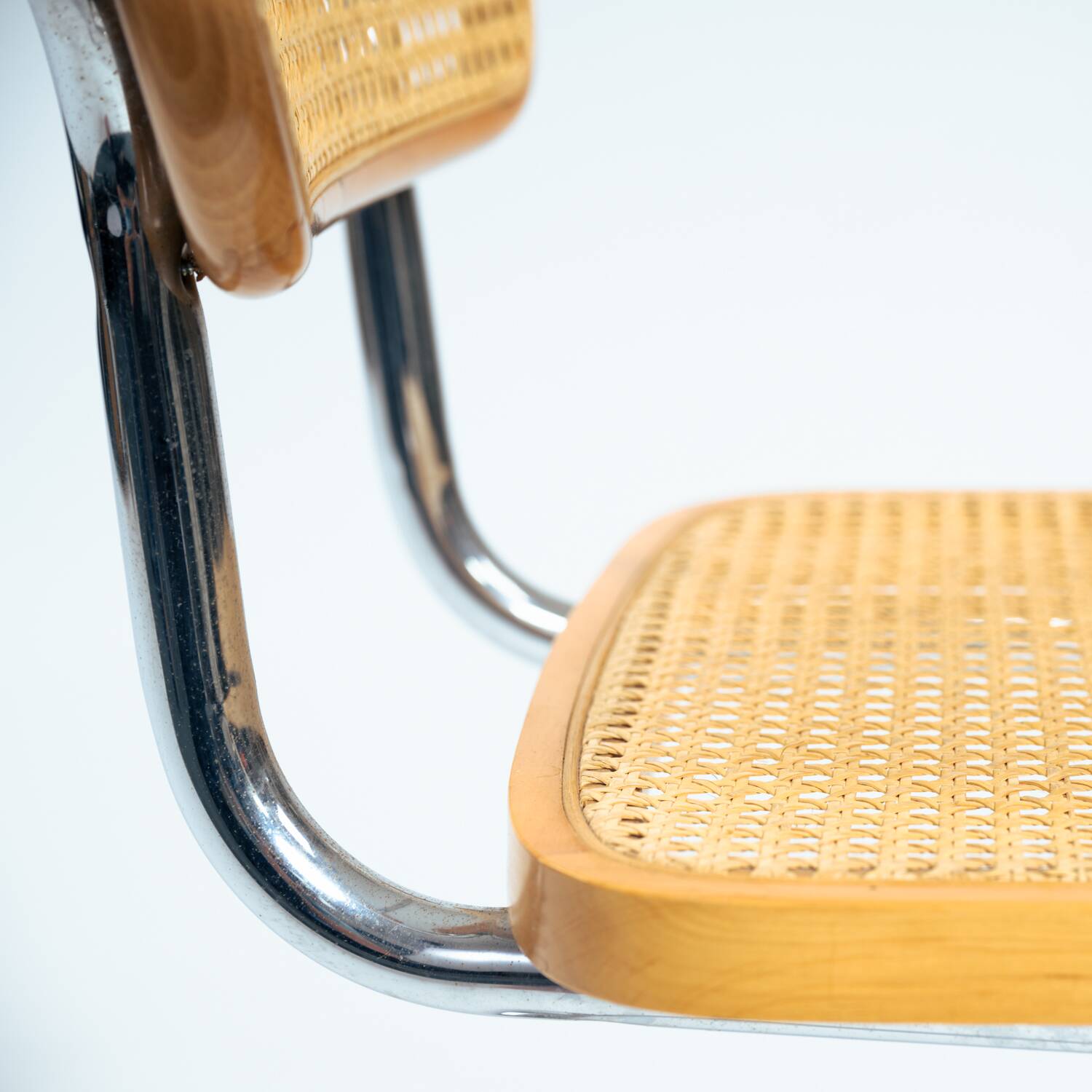 4 Bauhaus wicker chairs, in the style of Marcel Breuer, stackable