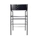 Set of 6 counter-height stools with navy blue leather backrest and rubber metal.