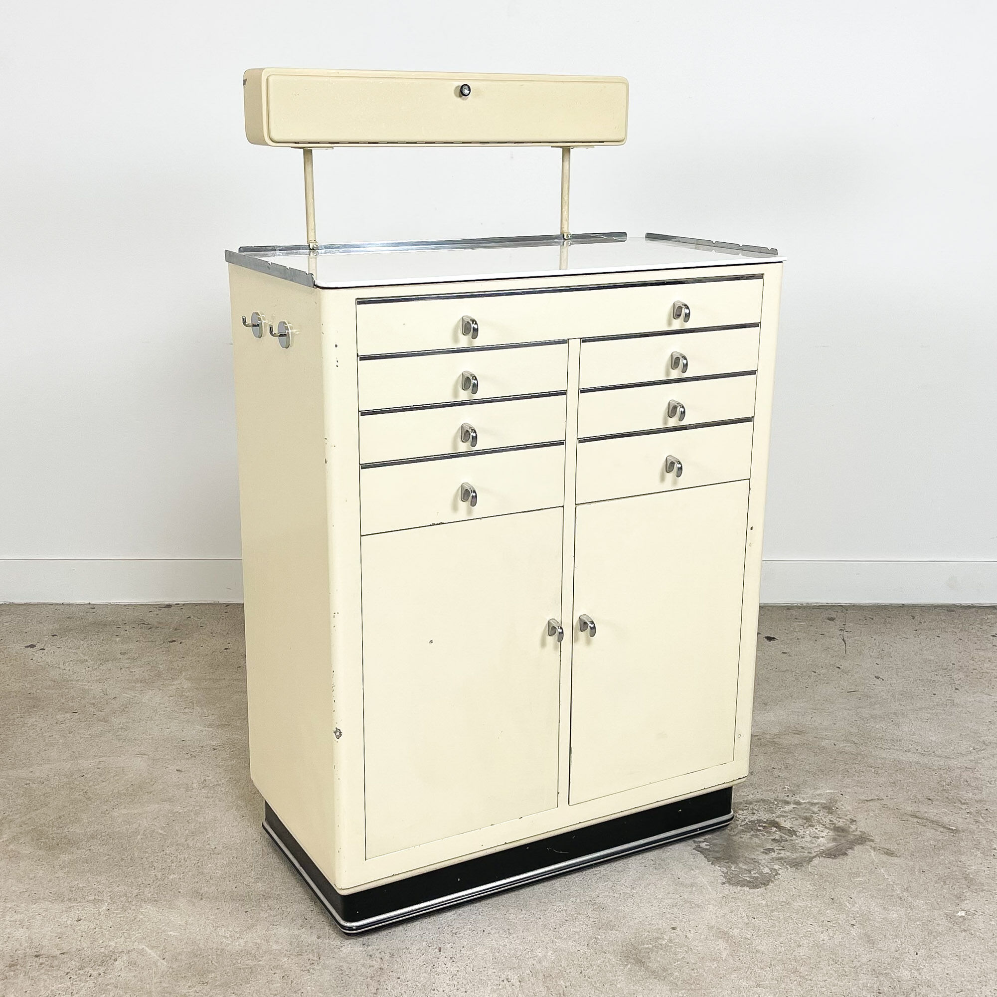 Industrial medical dentist cabinet on wheels Germany 1950s