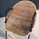 Mid-Century Modern Rattan Armchairs, France, 1950s, Set of 2