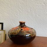 Vase flowers stand in Vallauris earthenware signed