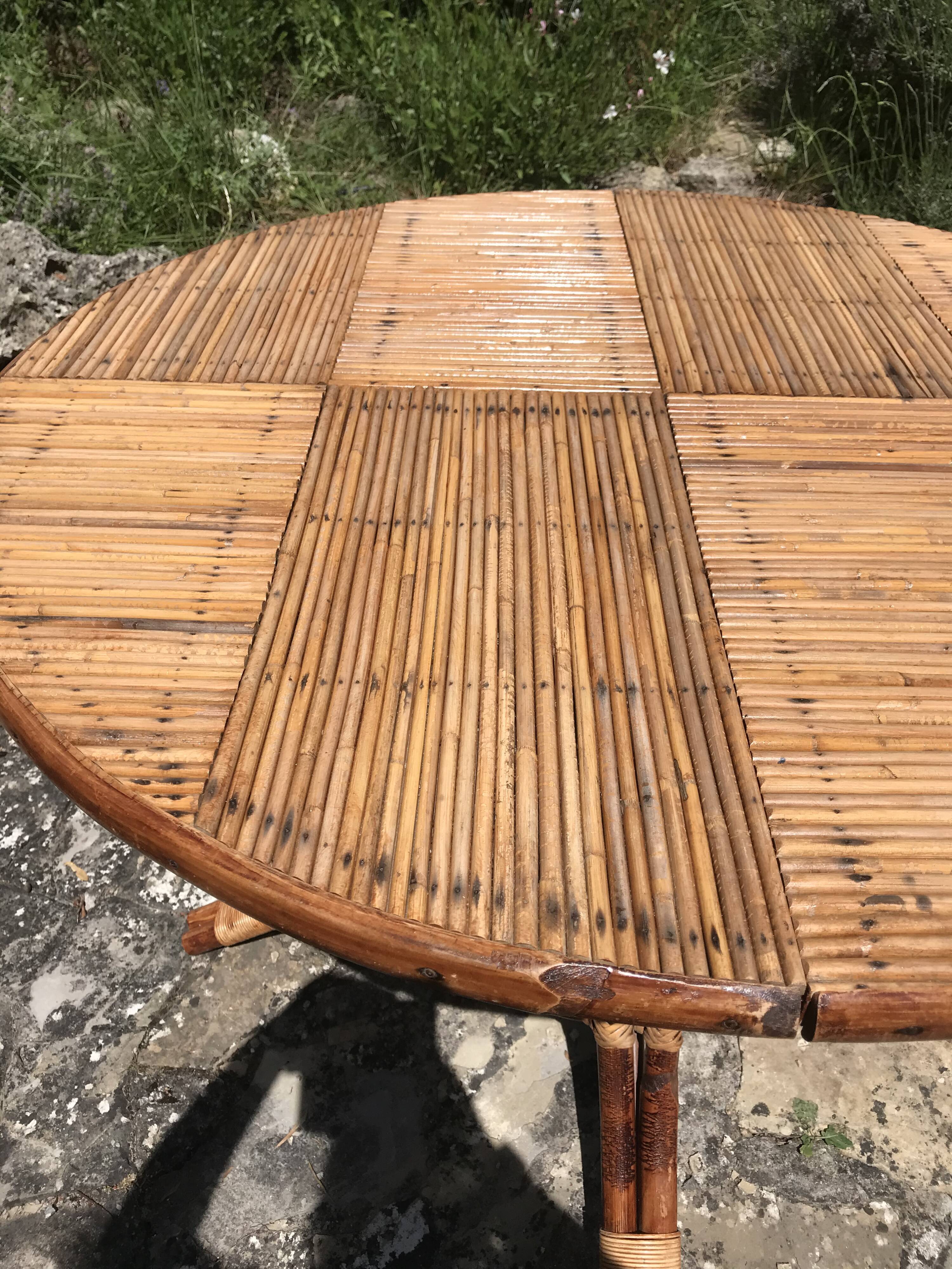 Extension rattan table circa 1960