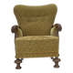 1960s, Danish armchair, furniture cotton/wool fabric, solid oak wood.