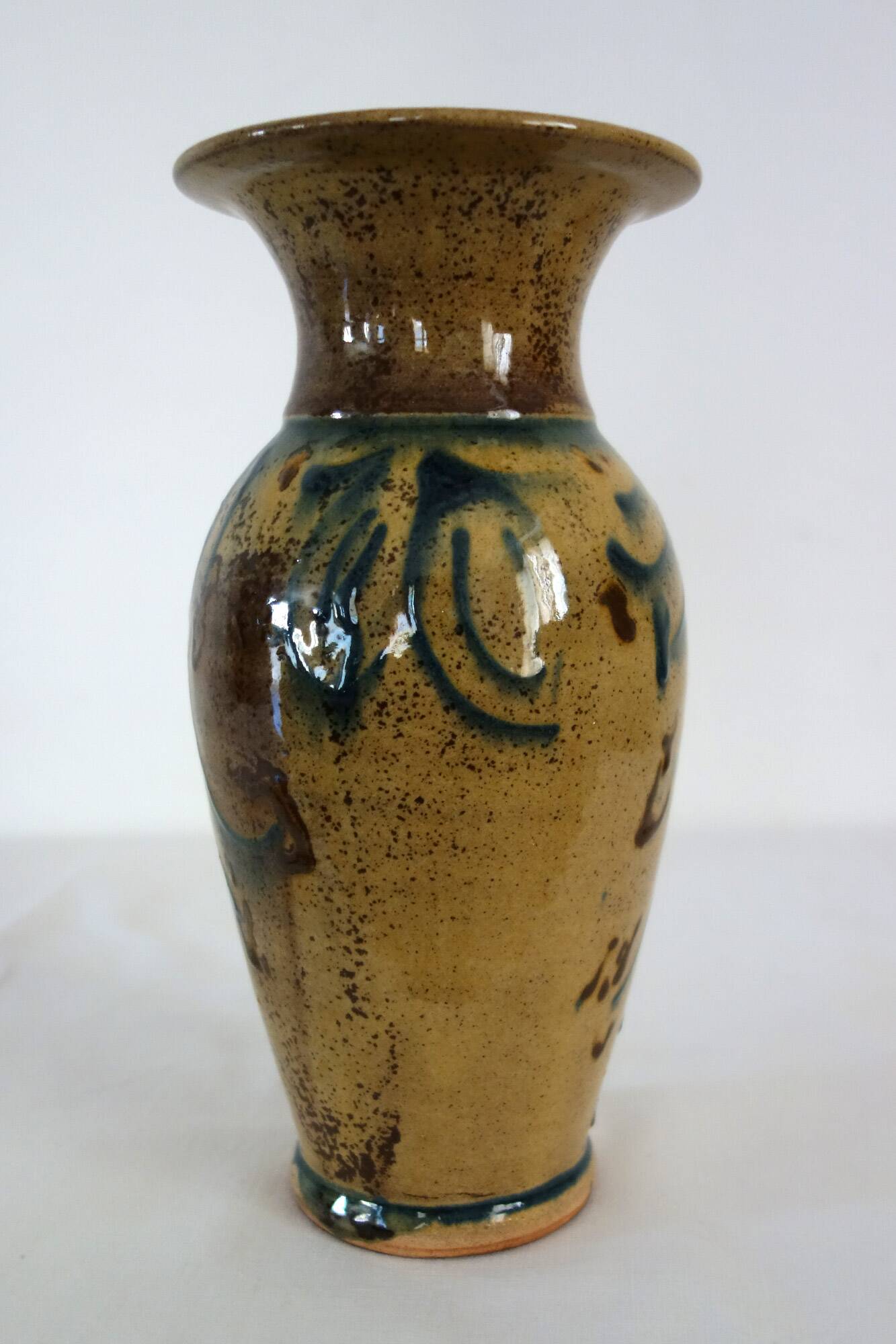 Signed glazed terracotta vase h28cm