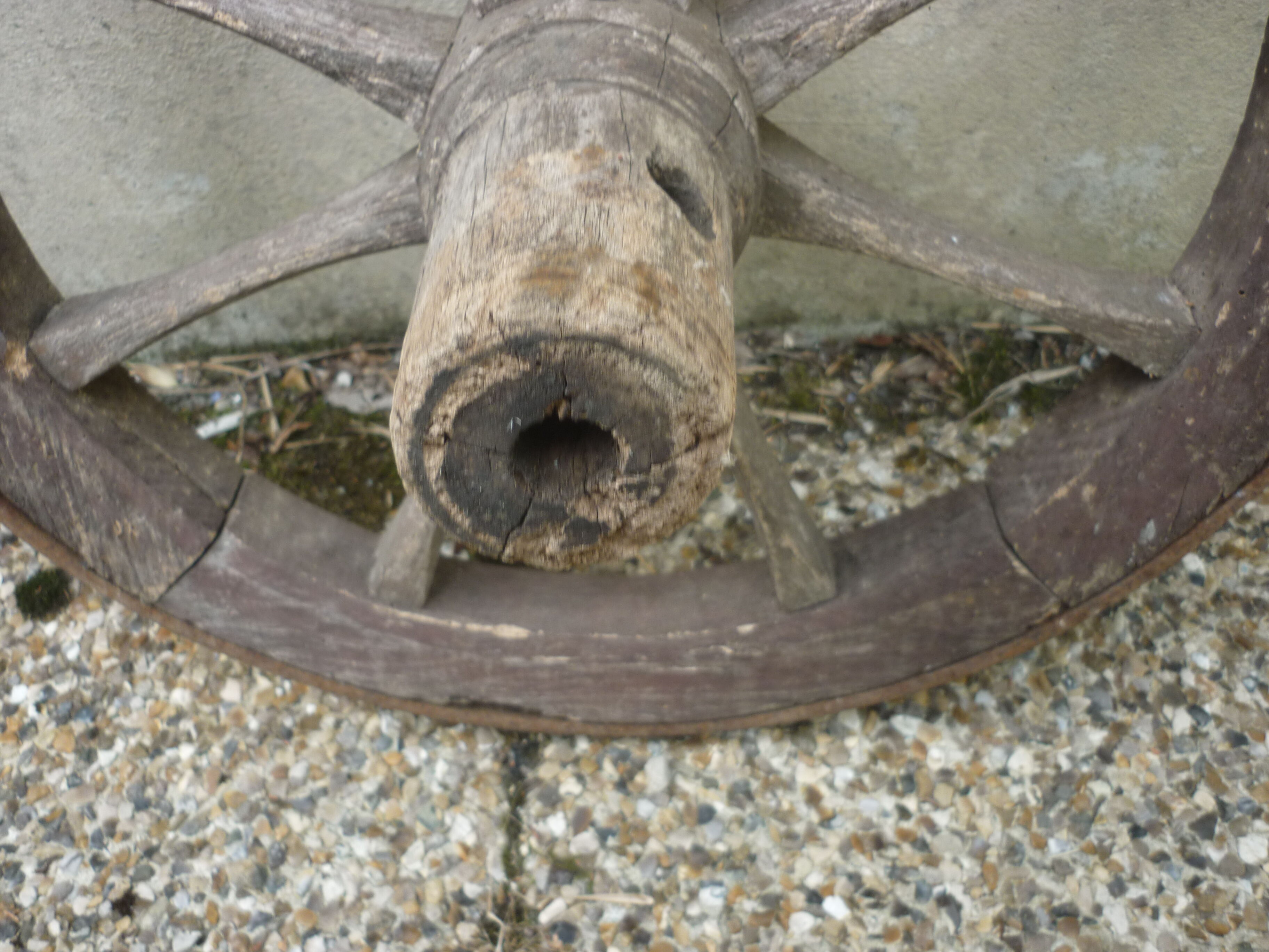 Old wooden cart wheel