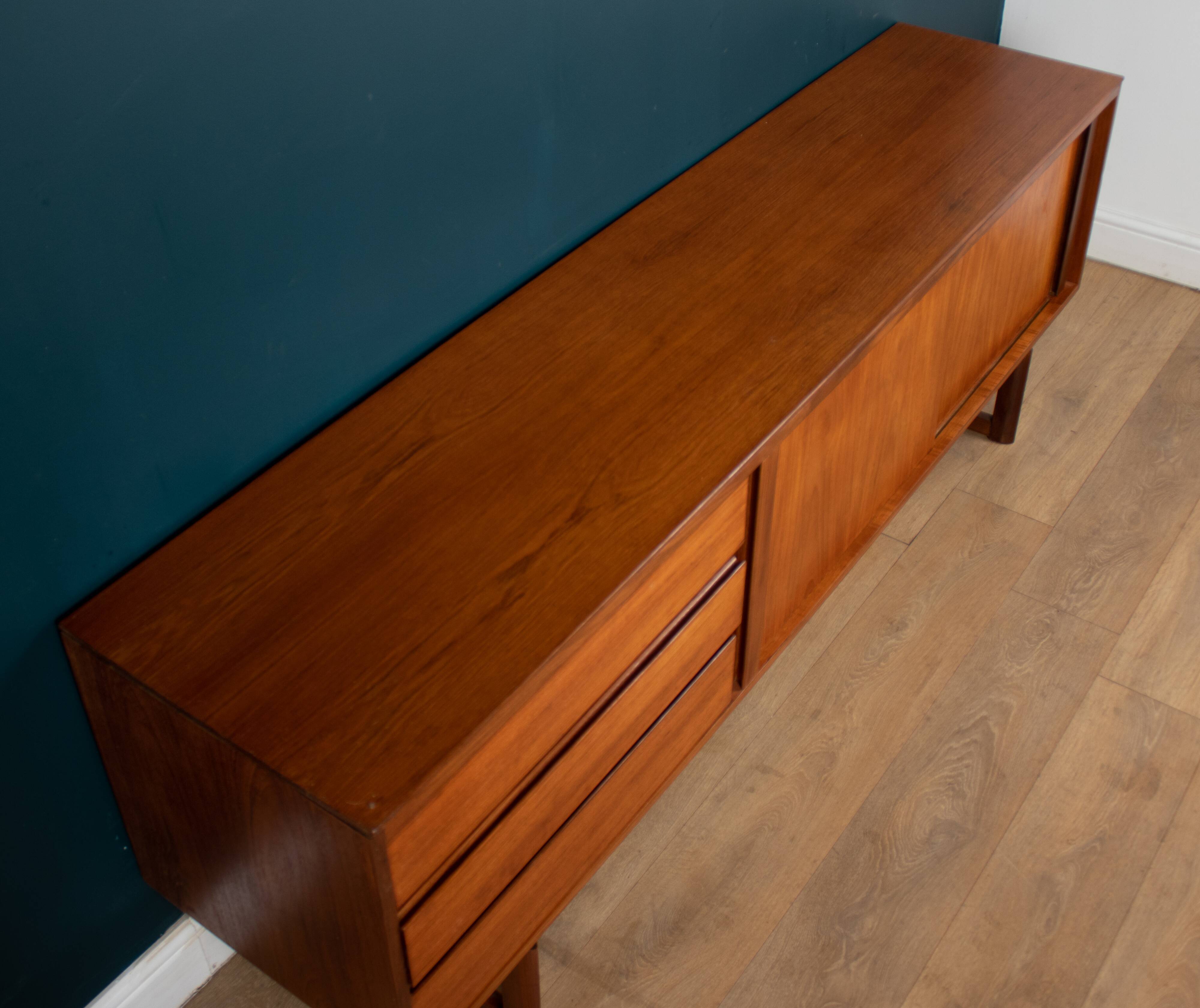 Retro 1960s Long White & Newton Teak Sideboard With Sliding Doors
