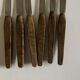 Set of 6 Scandinavian table knives, stainless steel blade, teak handle.