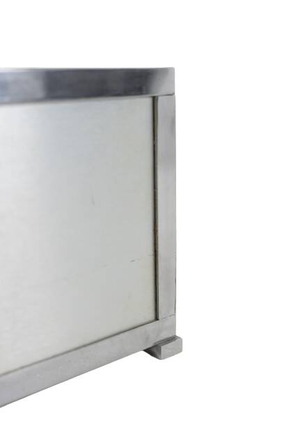 Brushed aluminum and metal planter. 1970s.