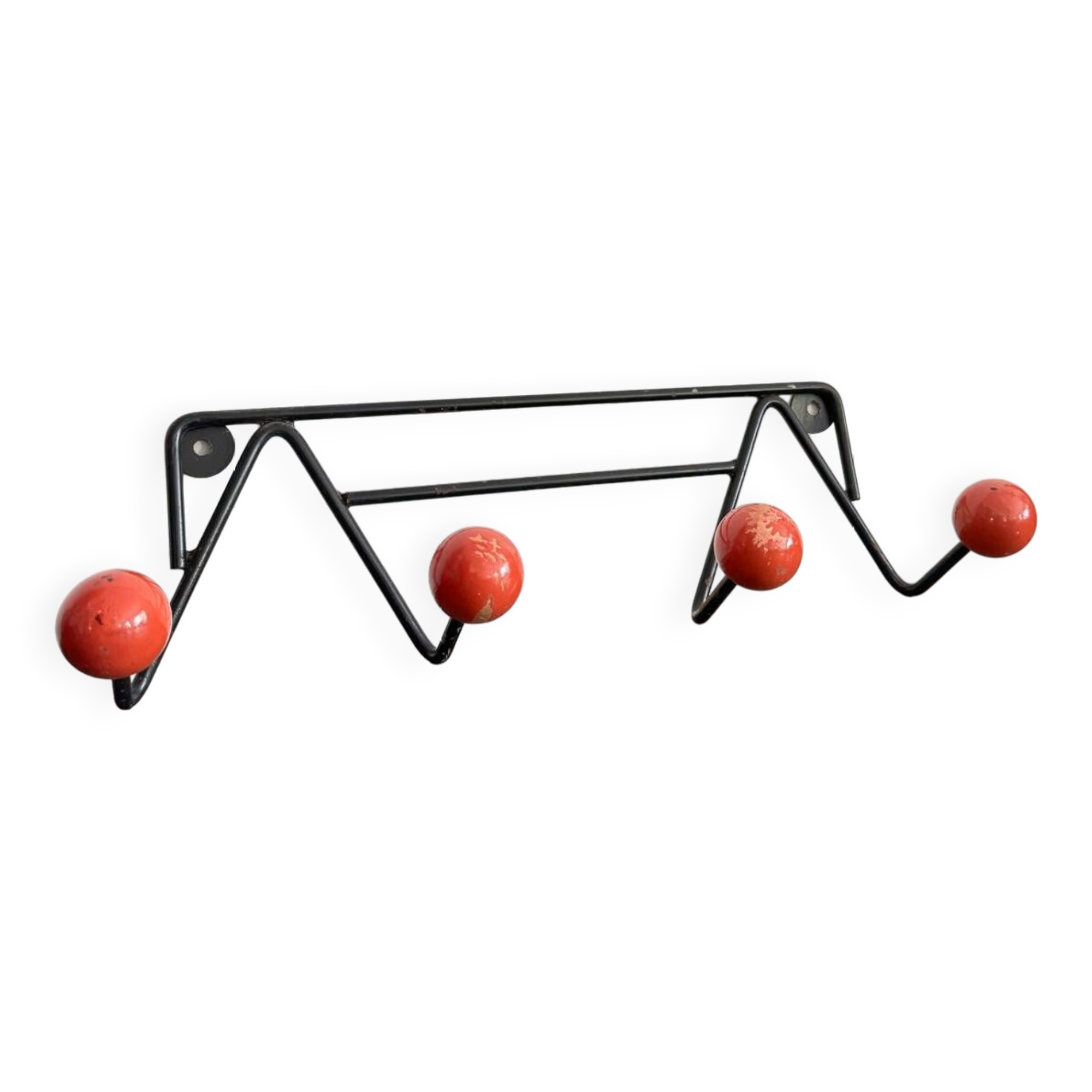 Wall coat rack with vintage red balls