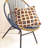 Blue rattan chair