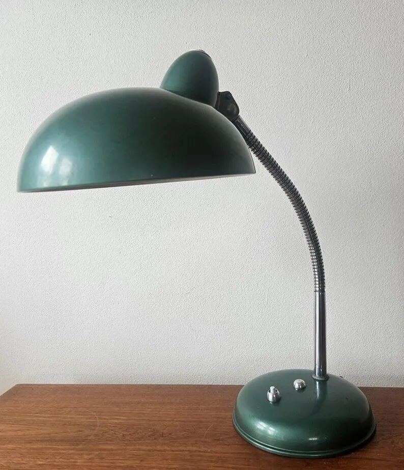 Very Rare Midcentury Industrial Table or Desk Lamp Helo Leuchten, Germany, 1950s