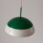 Suspended lamp in green metal and opal glass, 1960s, Germany