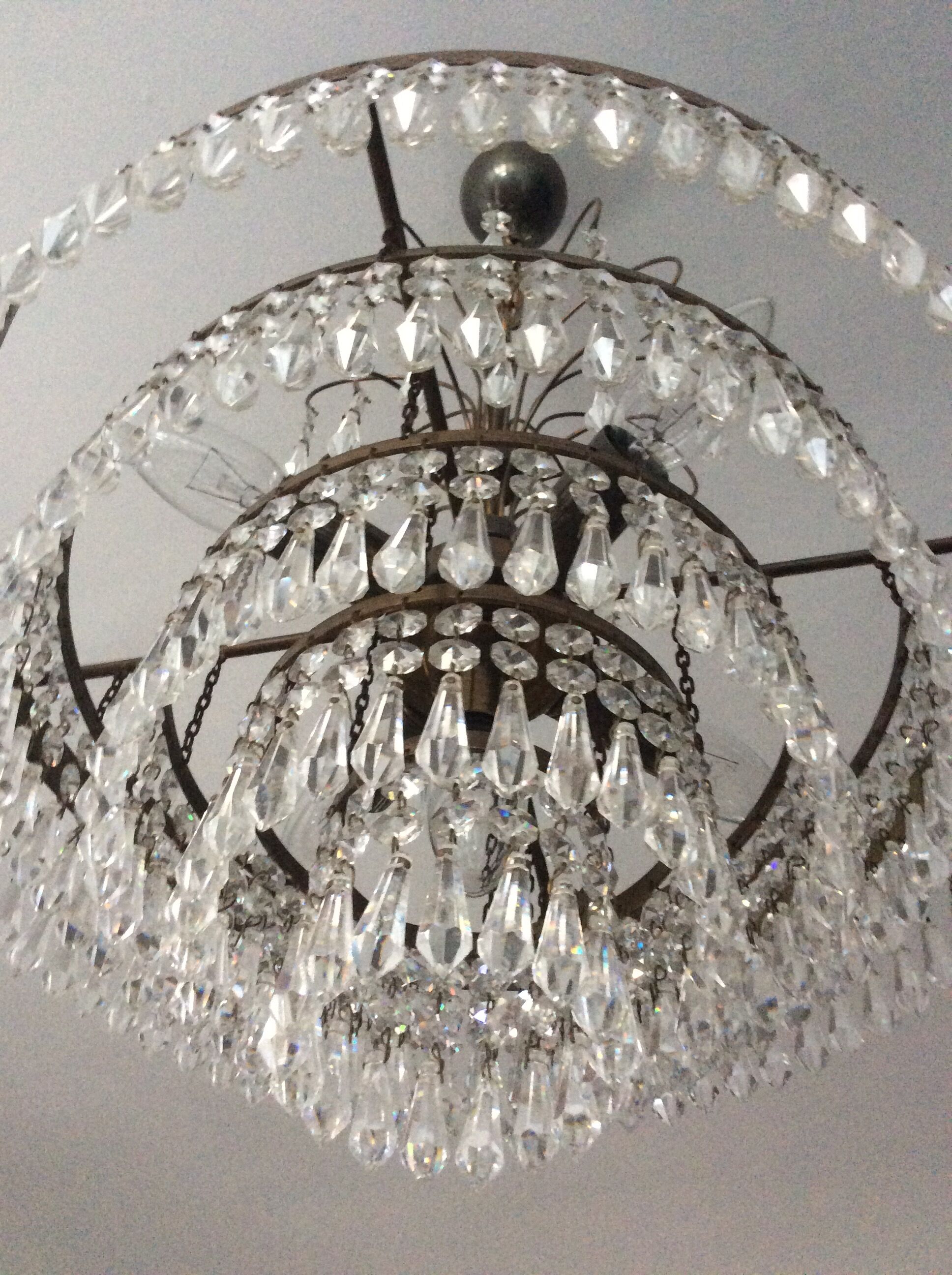 Chandelier cascading crystal and bronze tassels