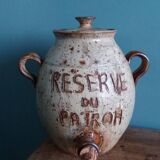 Vinaigrier pot alcohol jar signed Jean-Pierre Prud’homme stoneware from Puisaye