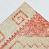3x13 Vintage Soft Red & Beige Turkish Runner Rug, 77x379Cm