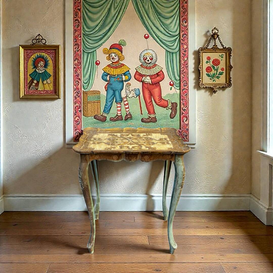 Antique Florentine side table in painted resin – beautiful patina