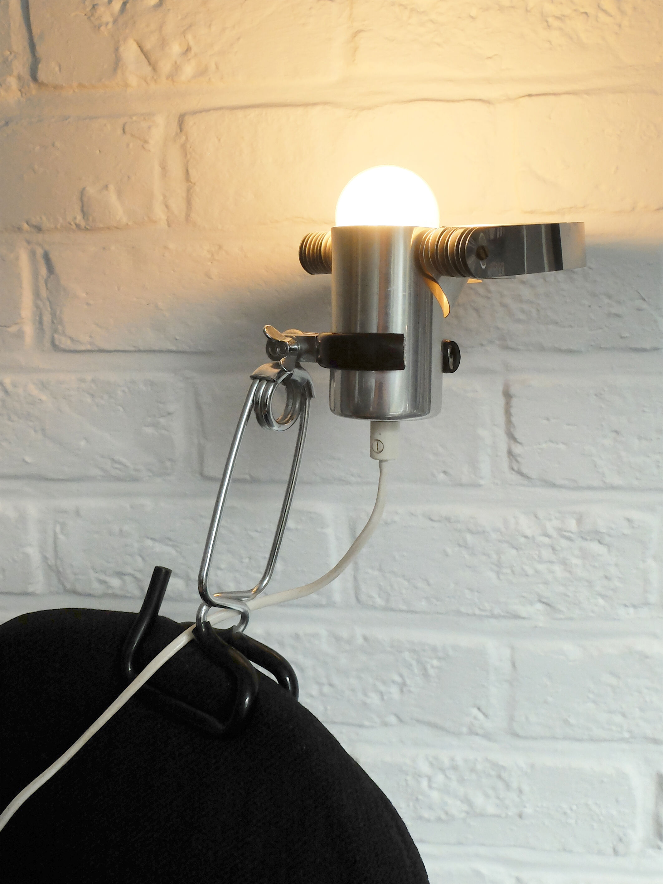 Adjustable metal clip lamp, fan, 1980s