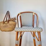 Vintage Gaty bar stools in two-tone rattan and cane.