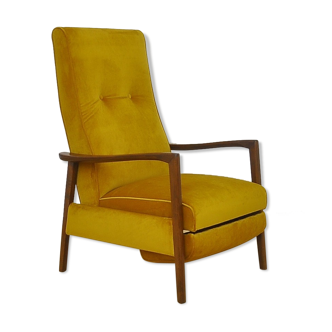 Mid-century armchair with folding footrest, 1960s