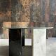 Table basse vintage en verre et marbre