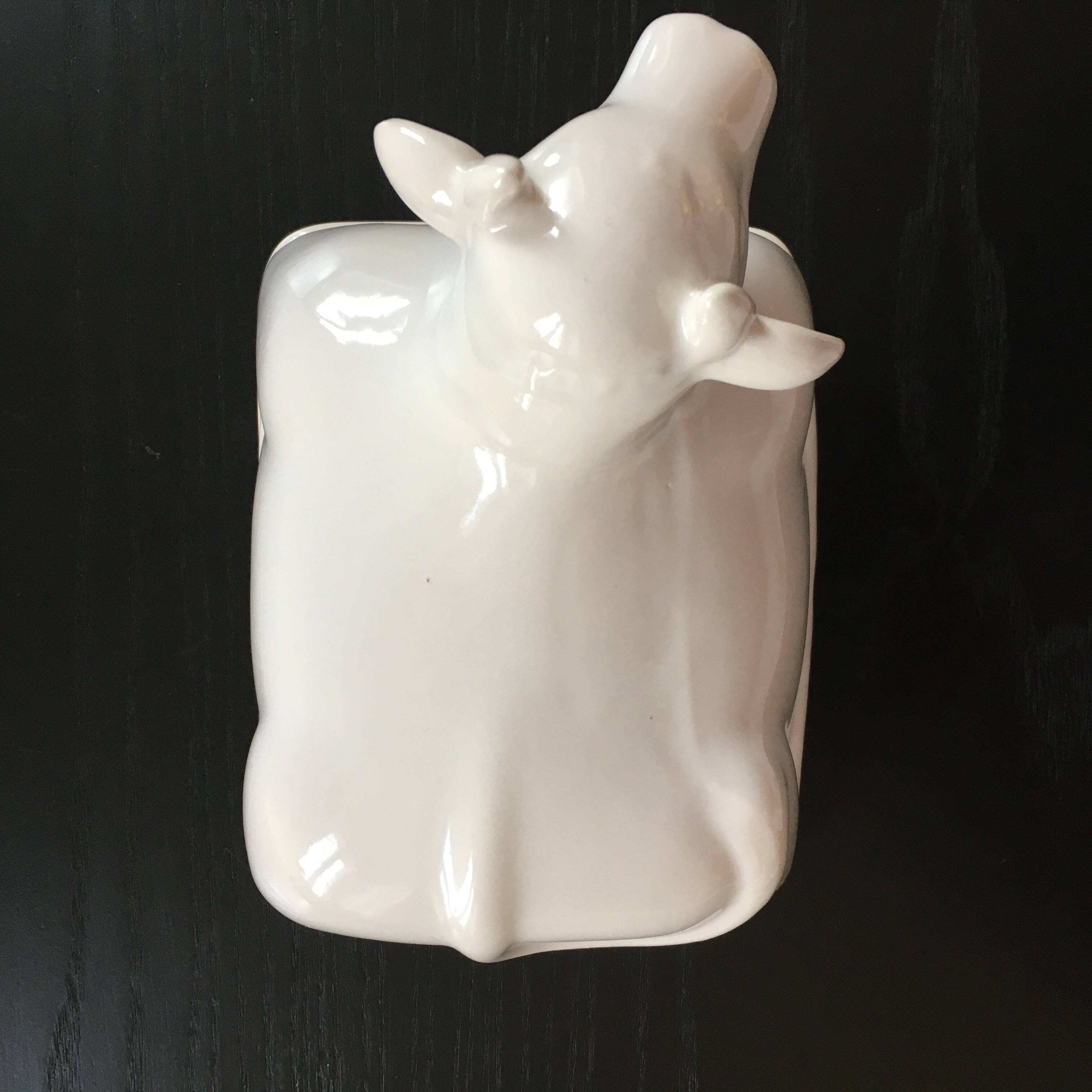 Porcelain cow butter dish