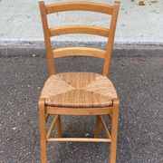 Chaise de bureau bois massif blond et paille Louis Philippe
