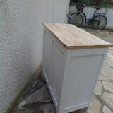Vintage Parisian buffet re-enchanted in pearl grey, wooden top.