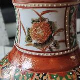 Japanese baluster vase Imari style. Peacock/Floral motifs, stamped. High 35.5 cm