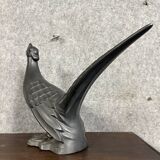 Black lacquered ceramic from the Art Deco period: bird signed Jean
