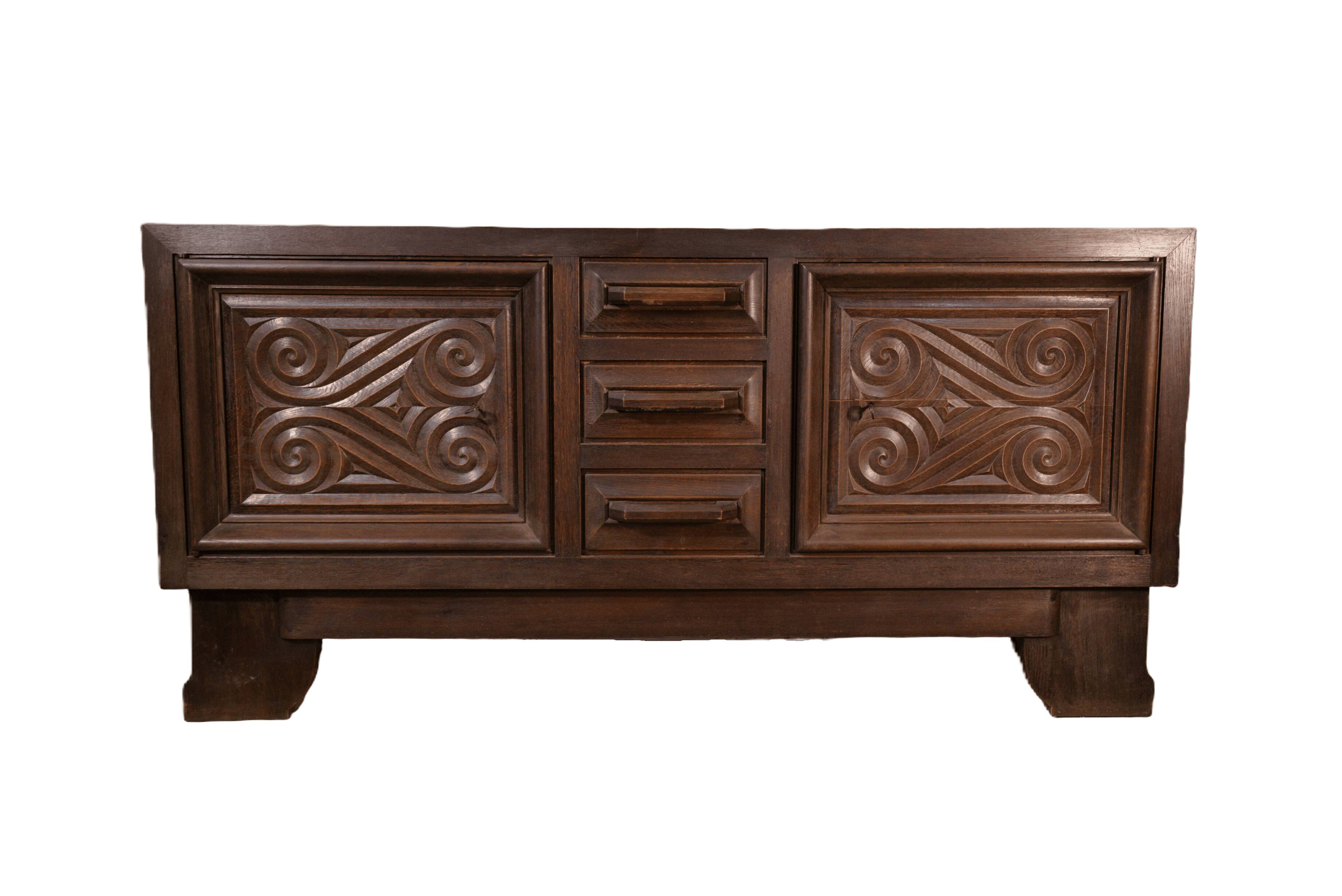 Solid oak sideboard by André Le Picard 1950