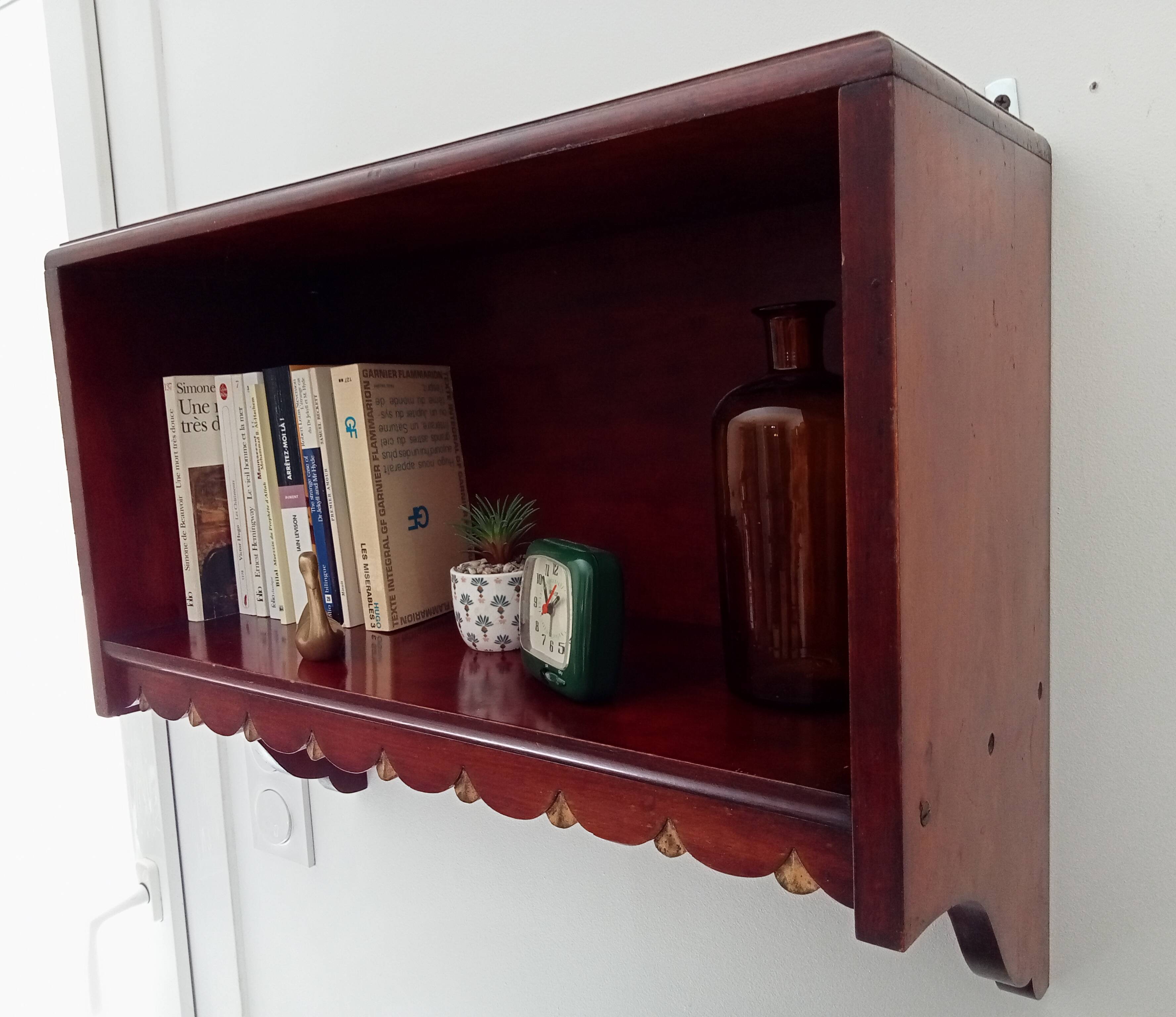 Vintage solid oak wall shelf