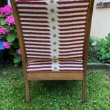 Restored oak and fabric armchair