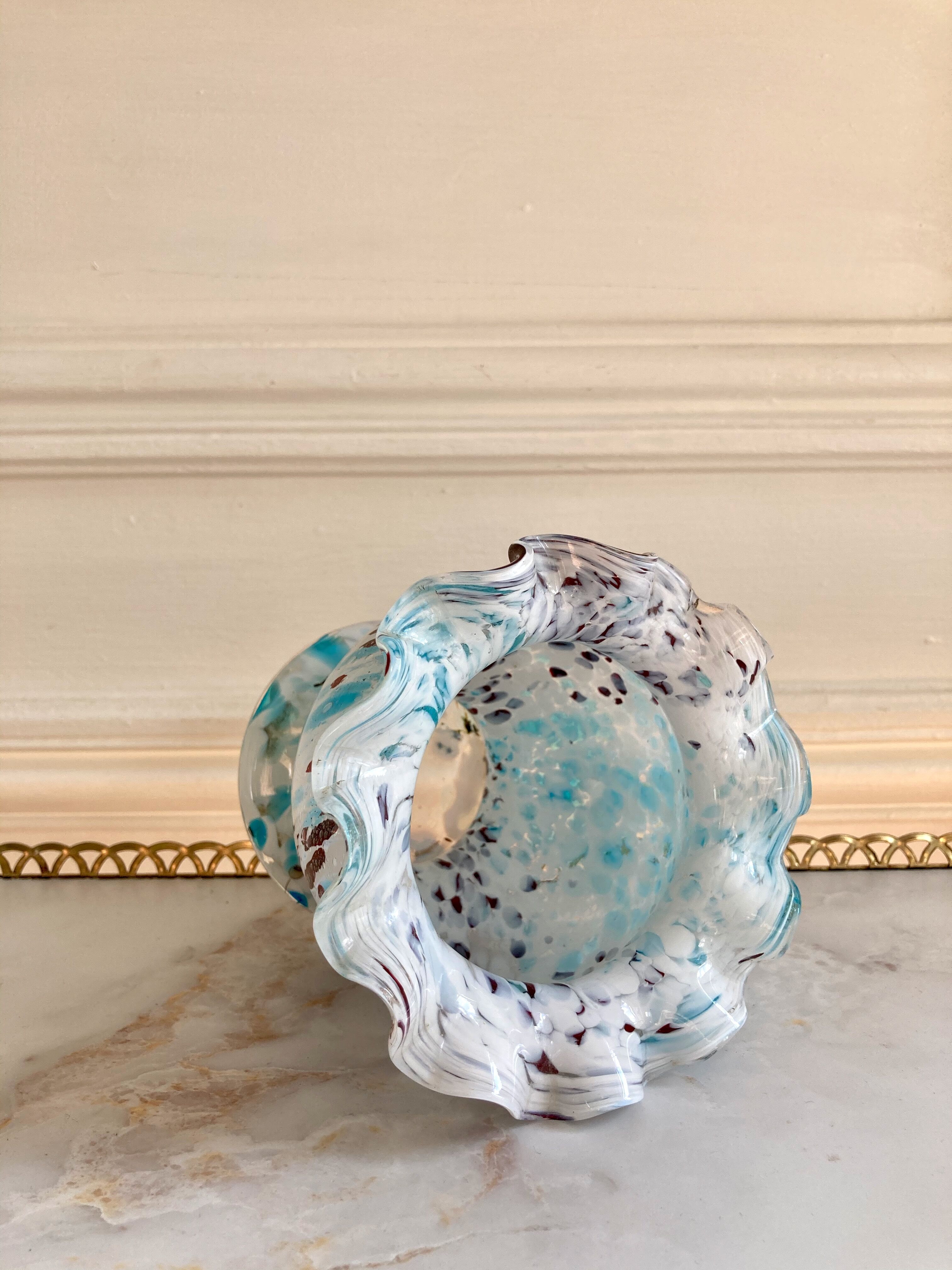 Vase verre moucheté verreries de Clichy Pantin