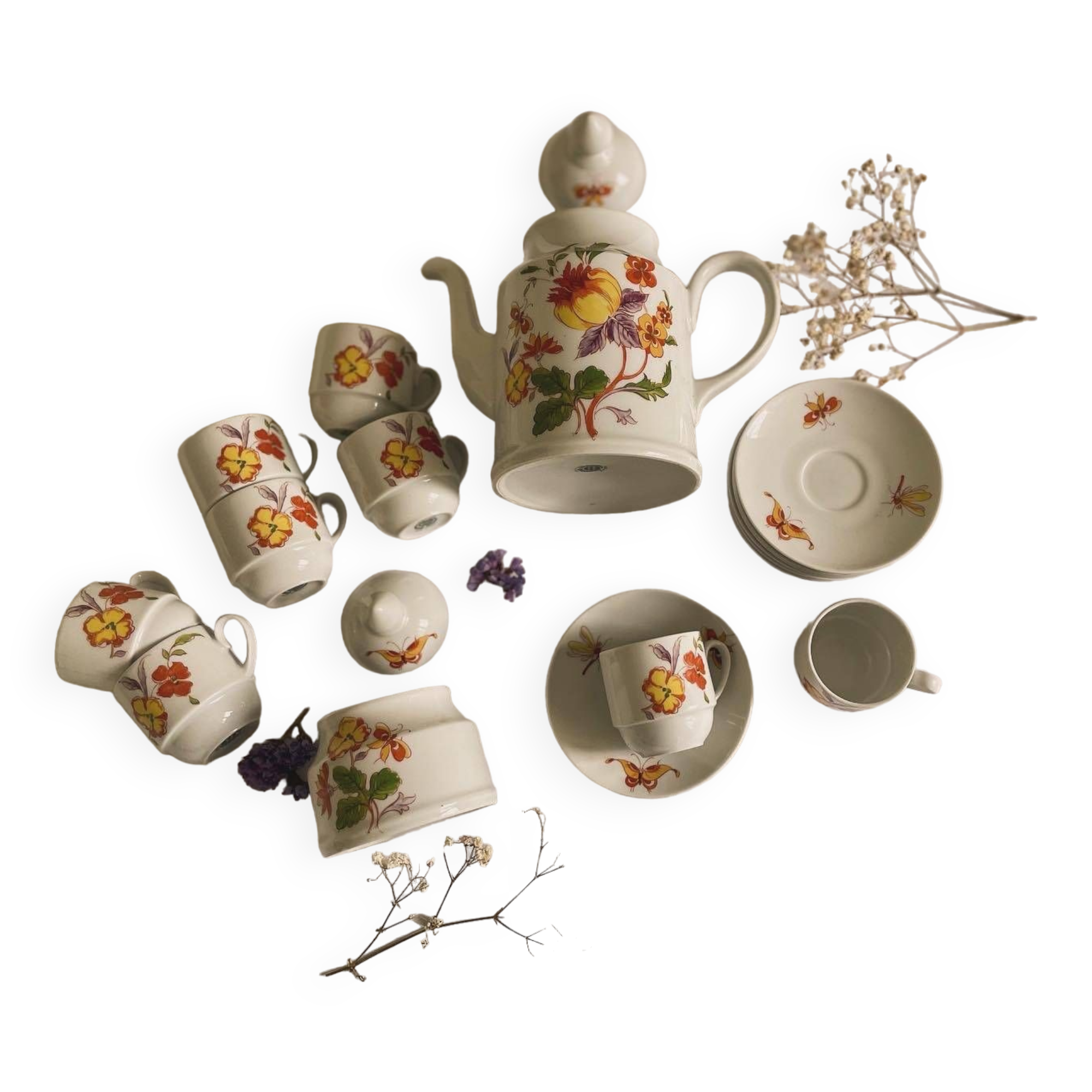 ANCAP porcelain coffee service with coffee maker and porcelain sugar bowl