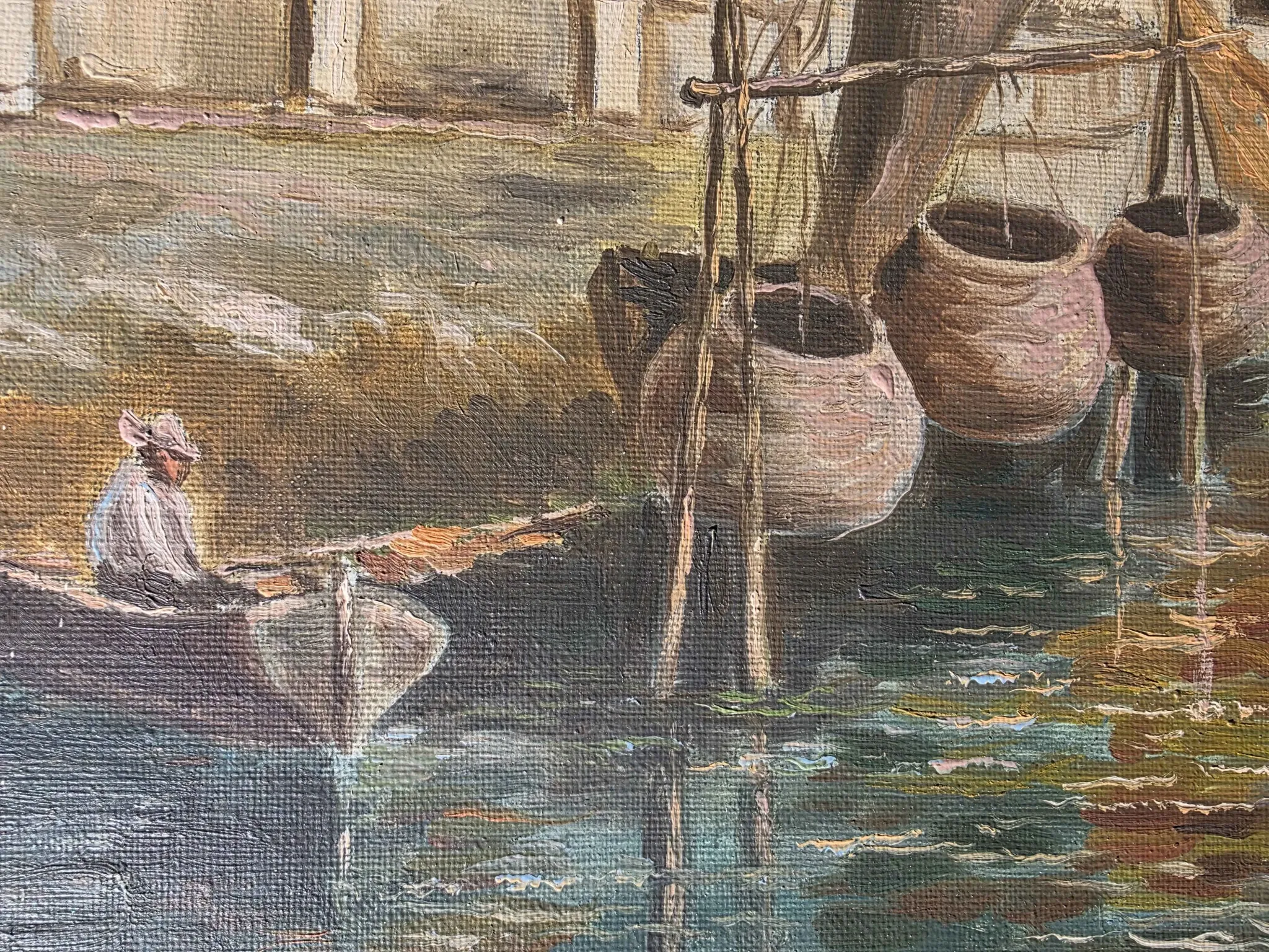 Italian Impressionist Oil Painting – Porto di Milano