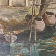Italian Impressionist Oil Painting – Porto di Milano