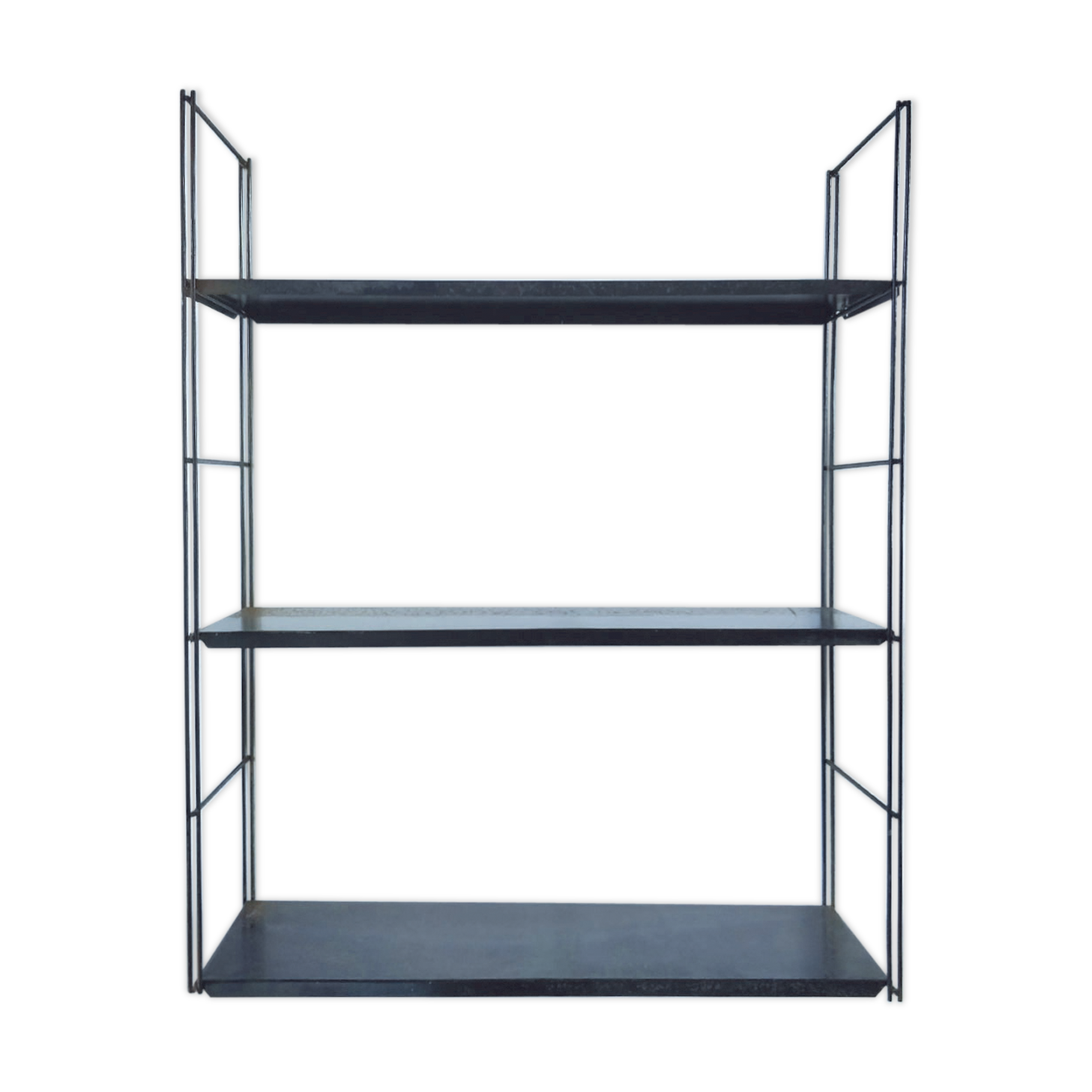 Patinated metal wall shelf