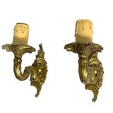 Paire d'appliques murales en bronze chandelier, style classique, Louis XV