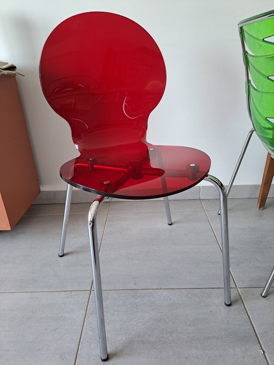 Vintage red plexi and chrome chair