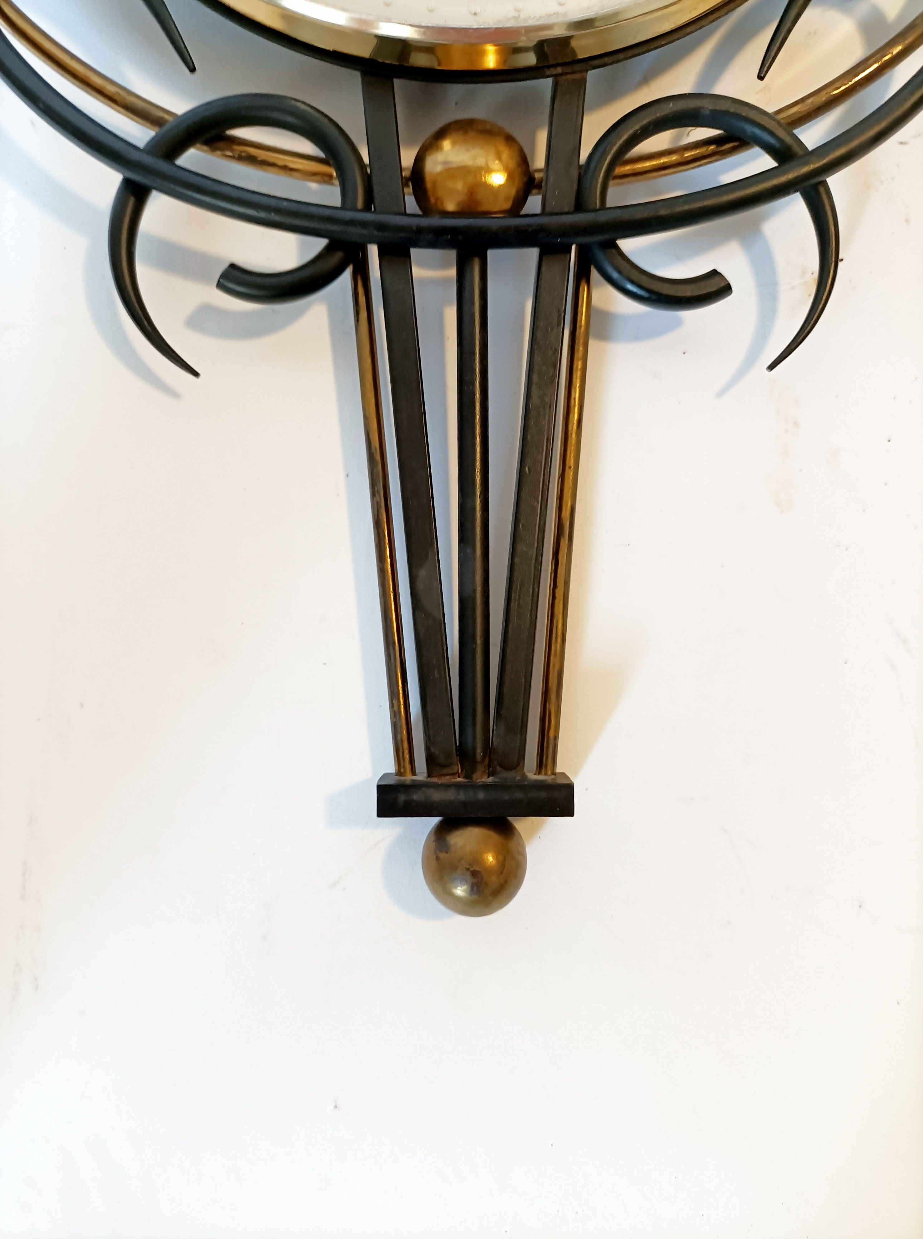 Jaz clock in black metal and golden brass, model Cabic 1967/1968