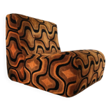 Vintage 1970s orange geometric patterned space-age armchair