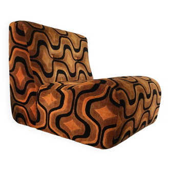 Vintage 1970s orange geometric patterned space-age armchair