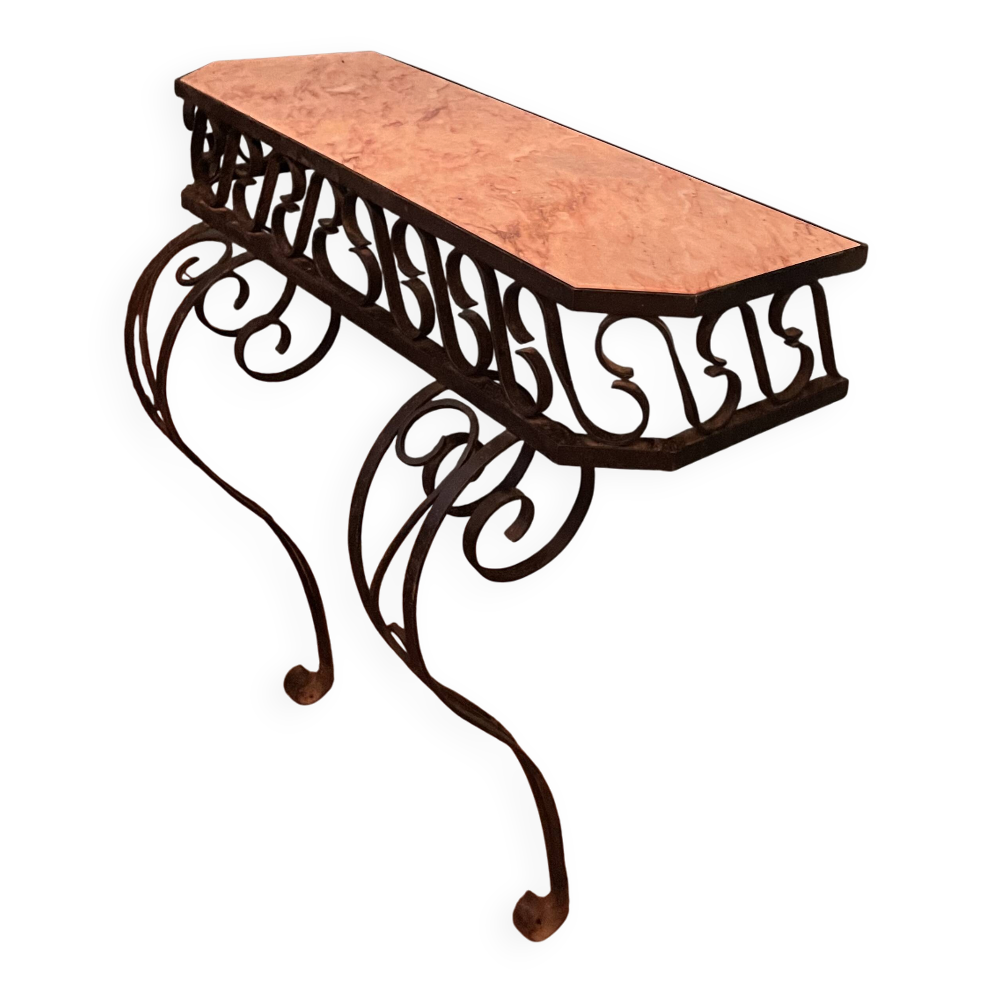 Console en fer forgé et marbre