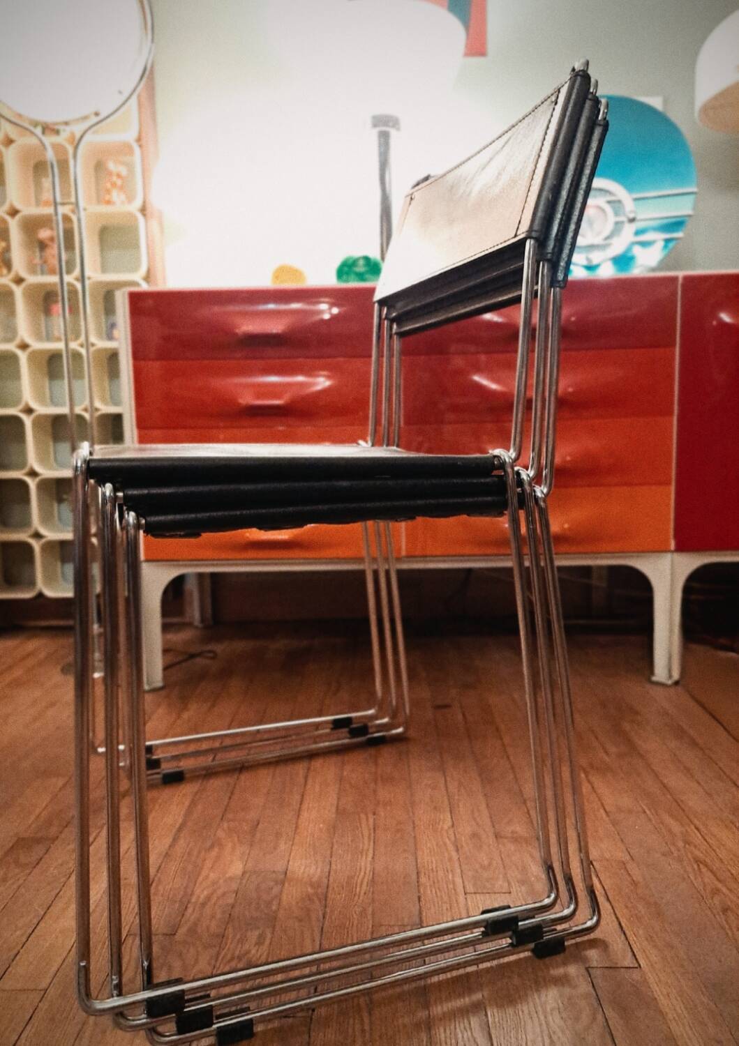 Set of 4 Giandomenico Belotti leather chairs Italian 1980